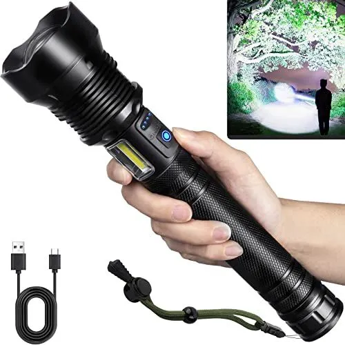 Flashlights Rechargeable, Super Bright 900000 Lumens Flashlights with USB Cable, Brightest LED Flashlight for Emergencies, IPX6...