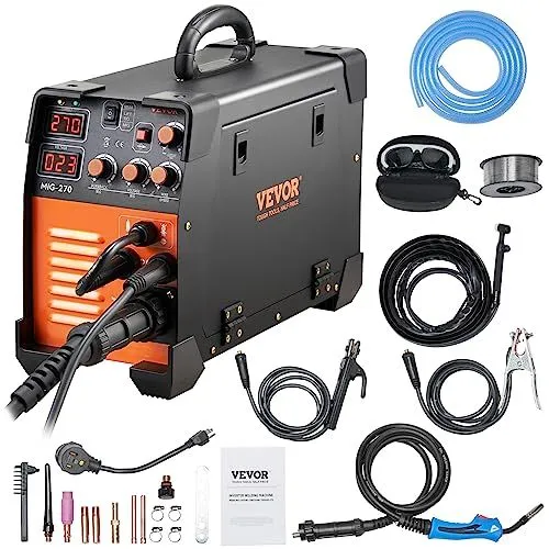 VEVOR MIG Welder, 3 in 1 270 Amp Welding Machine, 110 220V MIG TIG Arc Welder, Portable TIG Welder Lift ARC Welder with IGBT DC...